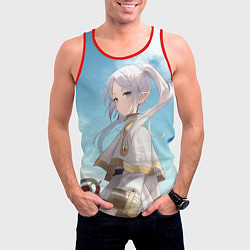 Майка-безрукавка мужская Фрирен и небо - эльфийка, цвет: 3D-красный — фото 2