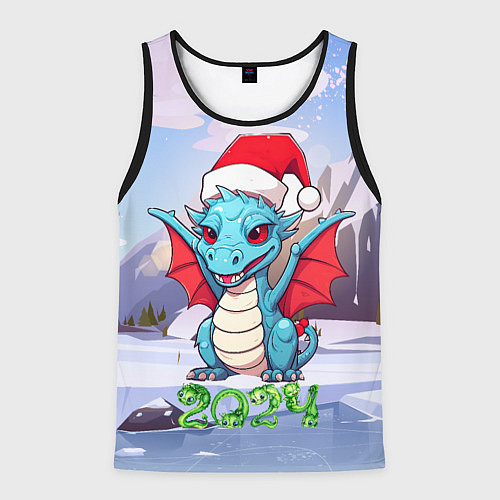 Мужская майка без рукавов Символ года дракон 2024 / 3D-Черный – фото 1