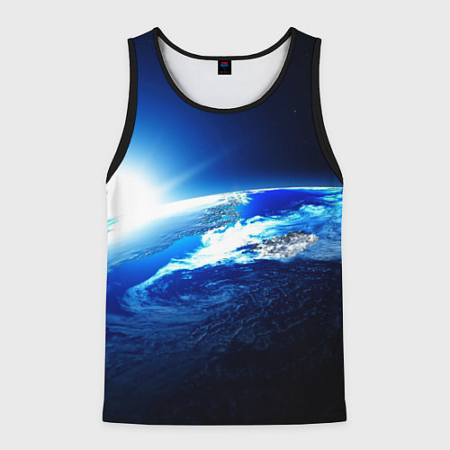 Мужская майка без рукавов Восход солнца в космосе / 3D-Черный – фото 1