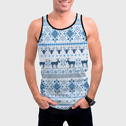 Майка-безрукавка мужская Blue sweater with reindeer, цвет: 3D-черный — фото 2
