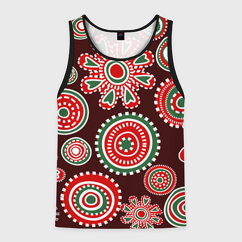 Мужская майка без рукавов Новогодний принт красный / 3D-Черный – фото 1