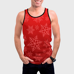 Майка-безрукавка мужская Красные снежинки, цвет: 3D-черный — фото 2
