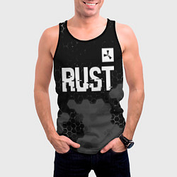 Майка-безрукавка мужская Rust glitch на темном фоне посередине, цвет: 3D-черный — фото 2