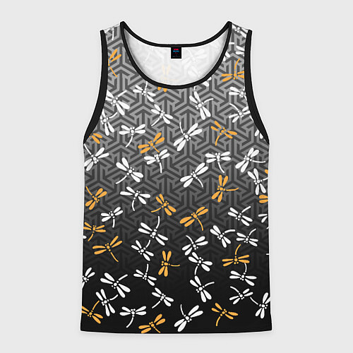 Мужская майка без рукавов Стрекозы поверх графики / 3D-Черный – фото 1