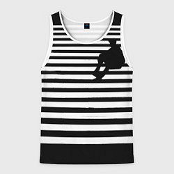 Майка-безрукавка мужская Силуэт на чёрно белом полосы, цвет: 3D-белый