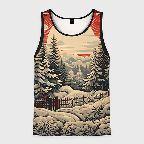 Мужская майка без рукавов Блеск снежинок новогодний стиль / 3D-Черный – фото 1