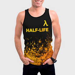 Майка-безрукавка мужская Half-Life - gold gradient посередине, цвет: 3D-черный — фото 2