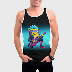 Майка-безрукавка мужская Sponge Bob - rock guitarist - ai art, цвет: 3D-белый — фото 2