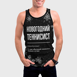 Майка-безрукавка мужская Новогодний теннисист на темном фоне, цвет: 3D-черный — фото 2