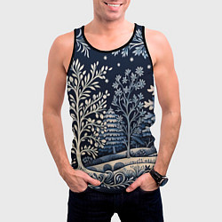 Майка-безрукавка мужская Ледяные узоры нового года, цвет: 3D-черный — фото 2