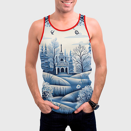 Мужская майка без рукавов Пушистые завитки / 3D-Красный – фото 3