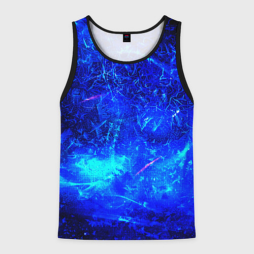 Мужская майка без рукавов Синий лёд и снежинки / 3D-Черный – фото 1
