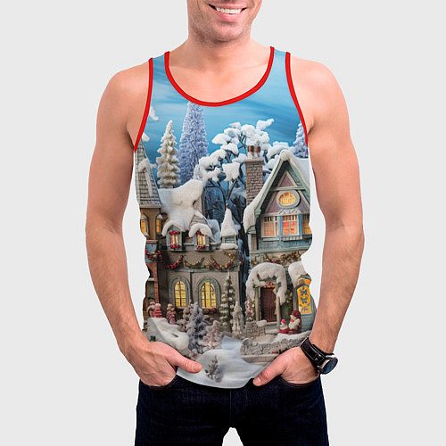 Мужская майка без рукавов Северное сияние торжества / 3D-Красный – фото 3