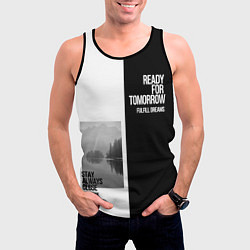 Майка-безрукавка мужская Чёрно белый Stay always close be a guide мечты, цвет: 3D-черный — фото 2