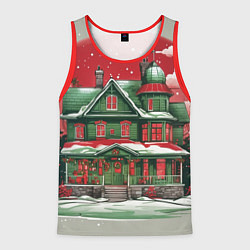 Майка-безрукавка мужская Рождественский дом, цвет: 3D-красный