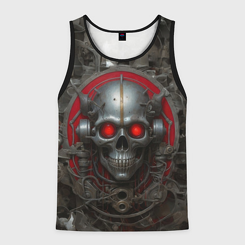 Мужская майка без рукавов Металлический череп / 3D-Черный – фото 1