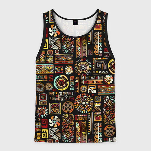 Мужская майка без рукавов Африканский этнический орнамент / 3D-Черный – фото 1