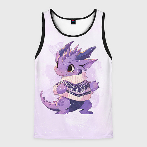 Мужская майка без рукавов Милый фиолетовый дракон / 3D-Черный – фото 1