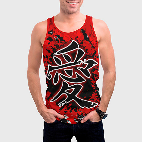 Мужская майка без рукавов Иероглиф любовь / 3D-Красный – фото 3