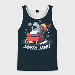 Майка-безрукавка мужская Santa Jaws, цвет: 3D-белый