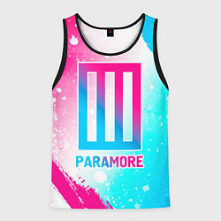 Майка-безрукавка мужская Paramore neon gradient style, цвет: 3D-черный