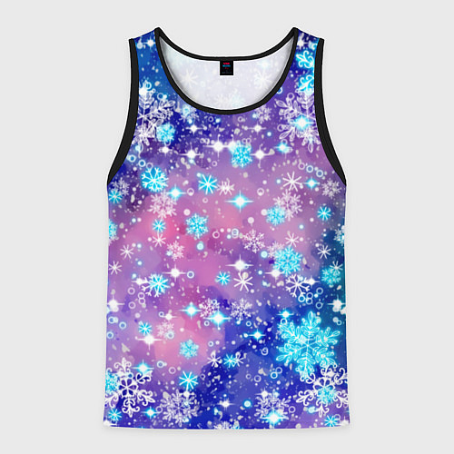 Мужская майка без рукавов Снежинки - морозный паттерн / 3D-Черный – фото 1