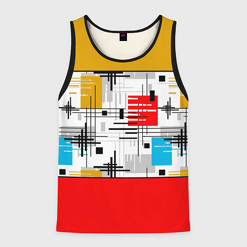 Мужская майка без рукавов Узор красного горчичного цвета / 3D-Черный – фото 1