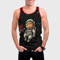 Майка-безрукавка мужская Капибара бравый космонавт - фантазия, цвет: 3D-красный — фото 2
