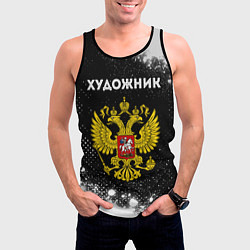 Майка-безрукавка мужская Художник из России и герб РФ, цвет: 3D-черный — фото 2