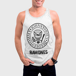 Майка-безрукавка мужская Ramones glitch на светлом фоне, цвет: 3D-белый — фото 2