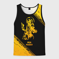 Майка-безрукавка мужская Iron Maiden - gold gradient, цвет: 3D-черный