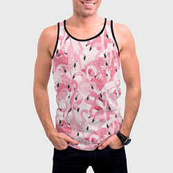 Майка-безрукавка мужская Стая розовых фламинго, цвет: 3D-черный — фото 2