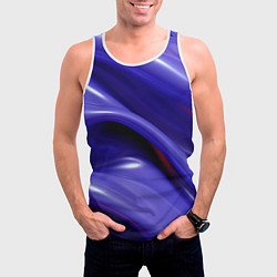 Майка-безрукавка мужская Фиолетовые абстрактные волны, цвет: 3D-белый — фото 2