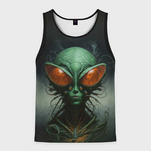 Мужская майка без рукавов Пришелец с большими глазами / 3D-Черный – фото 1