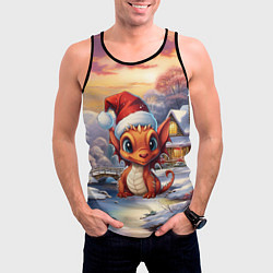 Майка-безрукавка мужская Дракон снегозавр, цвет: 3D-черный — фото 2