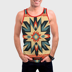 Майка-безрукавка мужская Орнамент в стиле американских индейцев, цвет: 3D-красный — фото 2