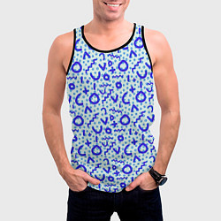 Майка-безрукавка мужская Синие каракули, цвет: 3D-черный — фото 2