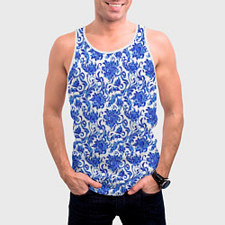 Майка-безрукавка мужская Гжель классика, цвет: 3D-белый — фото 2