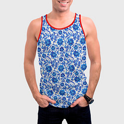 Майка-безрукавка мужская Гжель классика, цвет: 3D-красный — фото 2