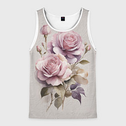 Мужская майка без рукавов Нежные розовые розы на стене