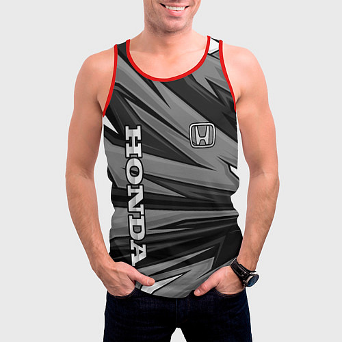 Мужская майка без рукавов Honda - монохромный спортивный / 3D-Красный – фото 3