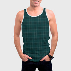 Майка-безрукавка мужская Серьёзный зелёный в клетку, цвет: 3D-белый — фото 2