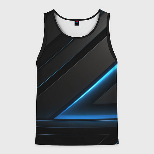 Мужская майка без рукавов Blue black neon / 3D-Черный – фото 1