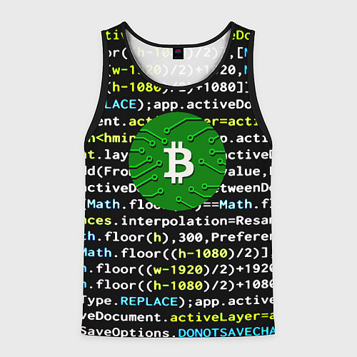 Мужская майка без рукавов Bitcoin сатоши / 3D-Черный – фото 1