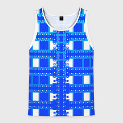 Мужская майка без рукавов Синие и белые квадраты