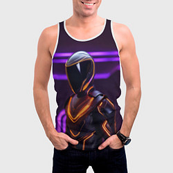 Майка-безрукавка мужская Неоновый футуристичный гонщик, цвет: 3D-белый — фото 2