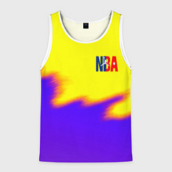 Майка-безрукавка мужская НБА баскетбол краски неоновые желтые, цвет: 3D-белый