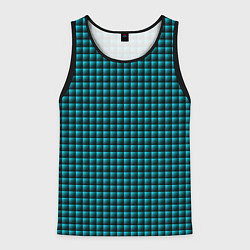 Мужская майка без рукавов Паттерн объёмные квадраты тёмно-бирюзовый