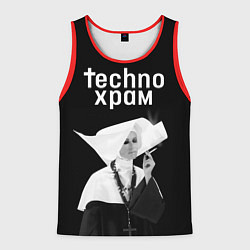 Мужская майка без рукавов Techno храм курящая монашка