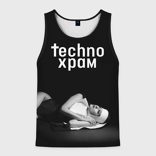 Мужская майка без рукавов Techno храм монашка лежит / 3D-Черный – фото 1
